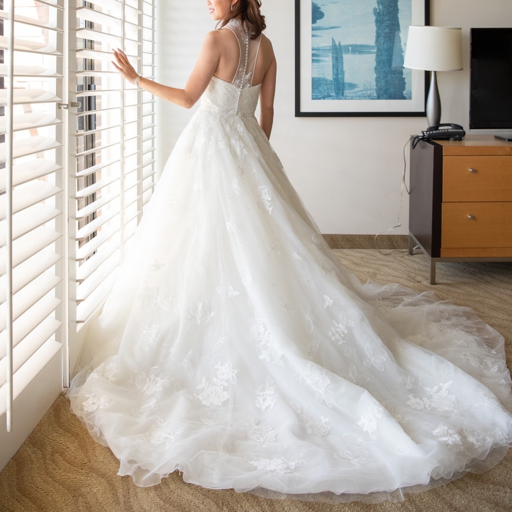 White By Vera Wang Illusion Floral Wedding Dress